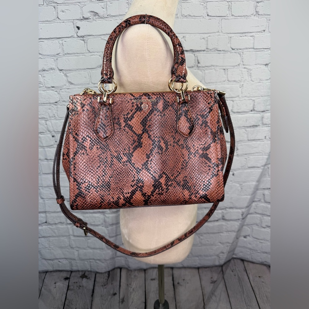 Michael Kors Marilyn Small Snake Embossed Leather Crossbody Bag